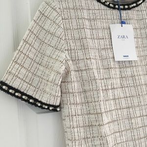 Zara Tops - Zara texture top with faux pearl band size M Zara Tops - Zara texture top with faux pearl band size M